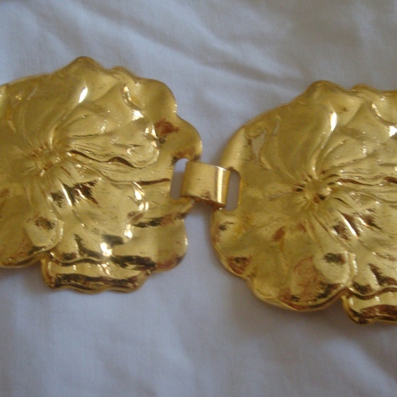 Grecian 18k Gold Plated Belt Metal Flowers Floral main image 2